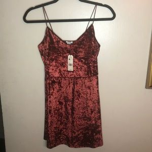 Garage Burnt Orange Velvet Skater Dress